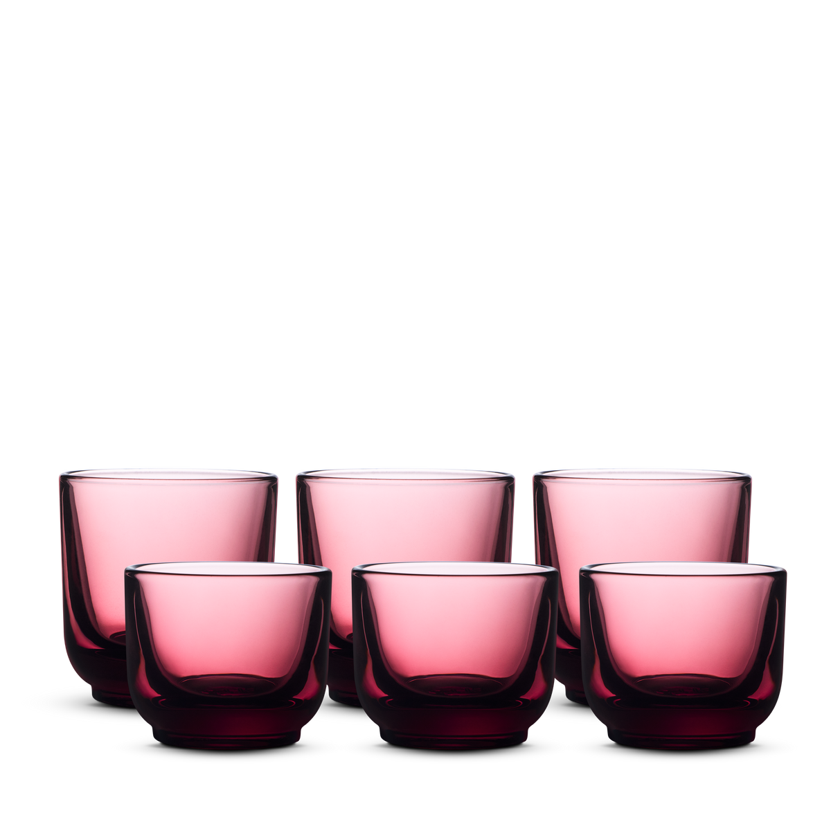 Fellow Pirch Espresso Glass 6 Pack—short, round glasses perfect for espresso creations.