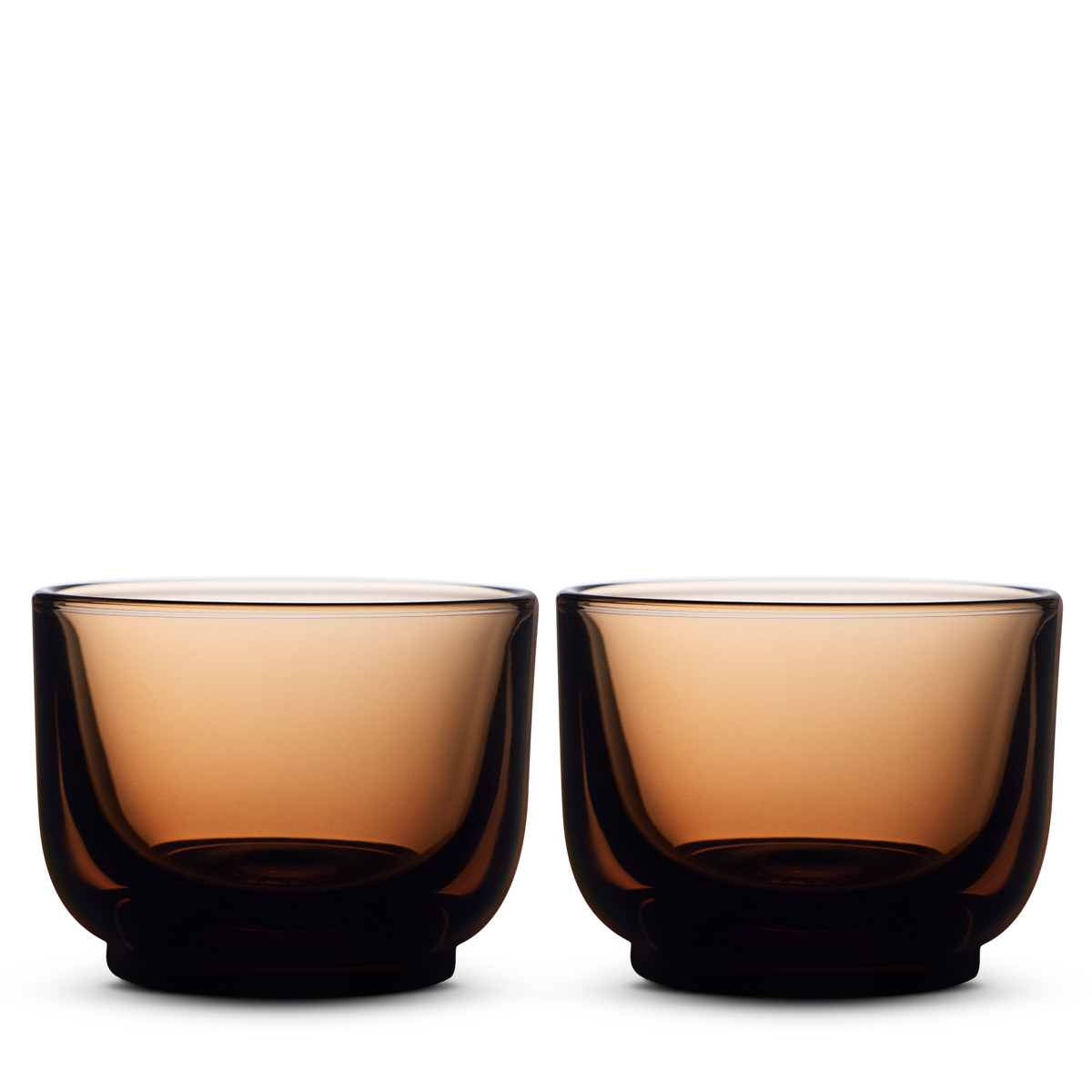 Fellow Pirch Espresso Glasses in amber feature artisanal glassware and flavor-enhancing design.