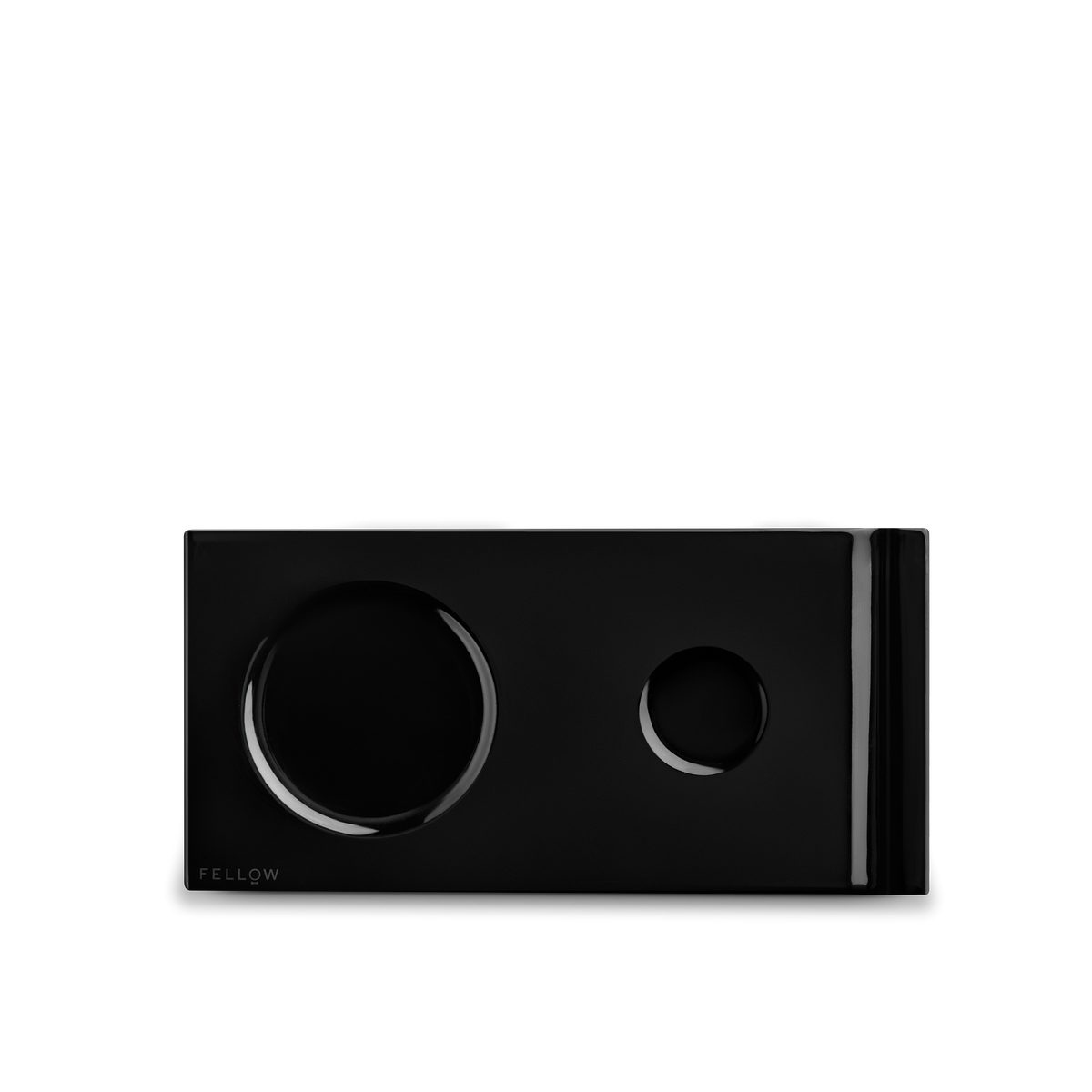 Fellow Matcha Set Base in Matte Black with two circular indentations, rectangular design.