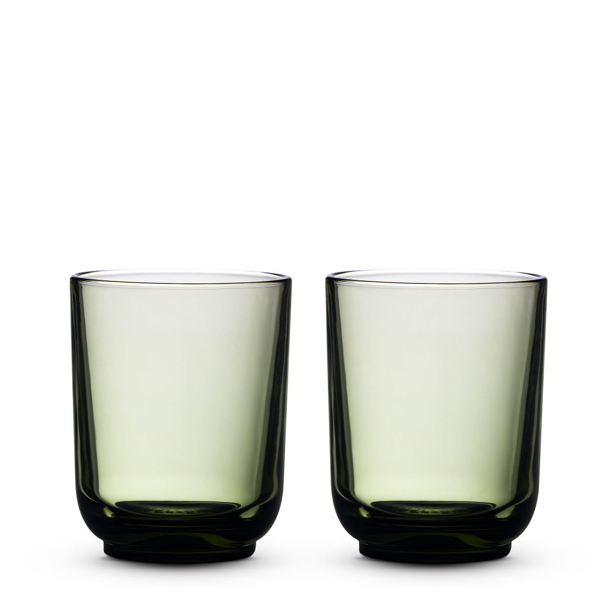 Fellow Pirch Espresso Glasses in Woodland, set of two, on a plain white background.