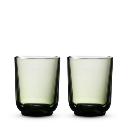 Fellow Pirch Espresso Glasses in Woodland, set of two, on a plain white background.