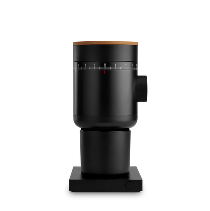 Fellow Opus 2 grinder in Malted Chocolate + Maple, ideal for pour-over coffee lovers.