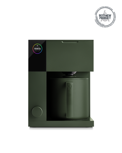 Fellow Aiden Precision Coffee Maker in Woodland, Best New Product with digital display and carafe.
