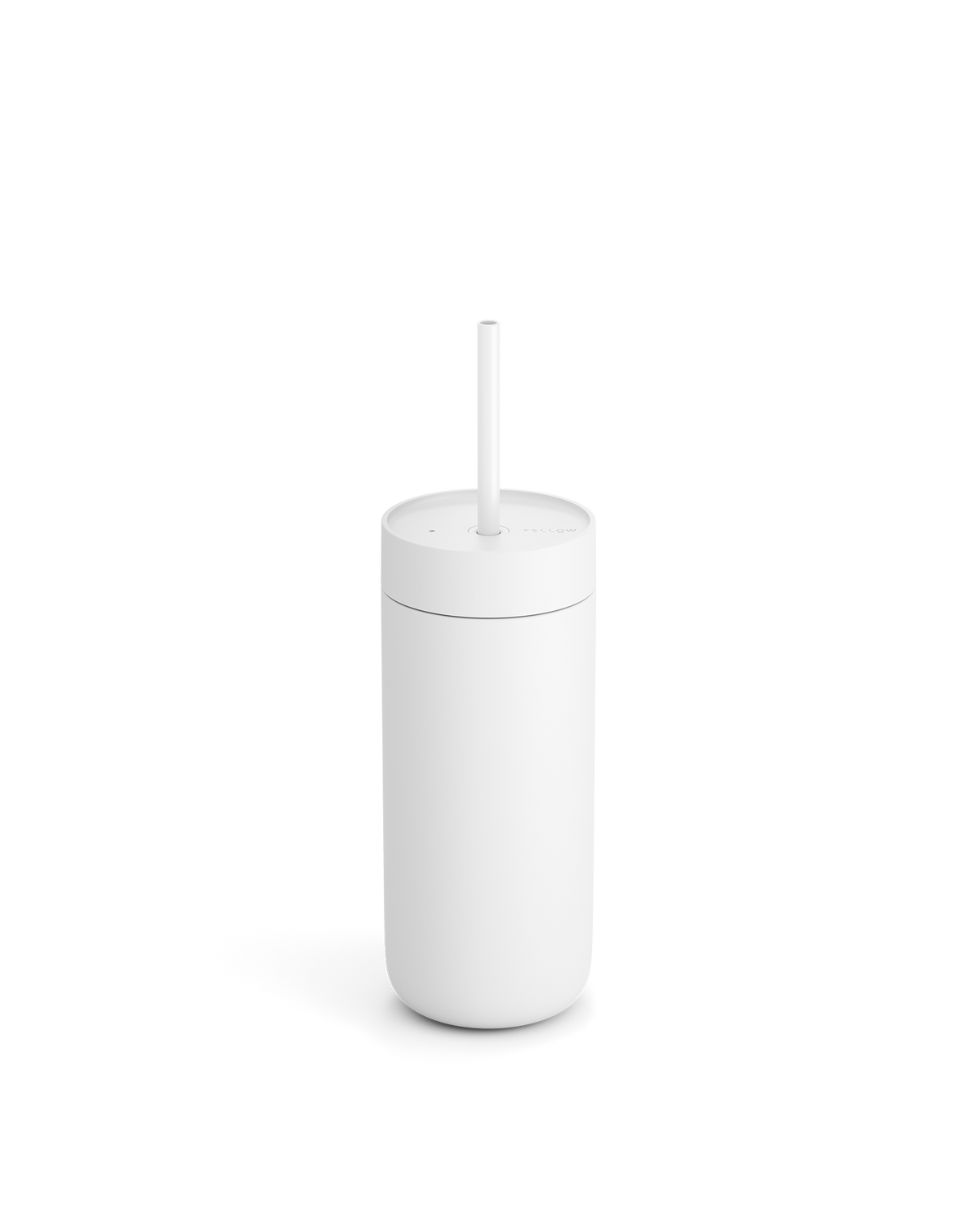 Fellow Carter Cold Tumbler with lid and straw on a plain white background.