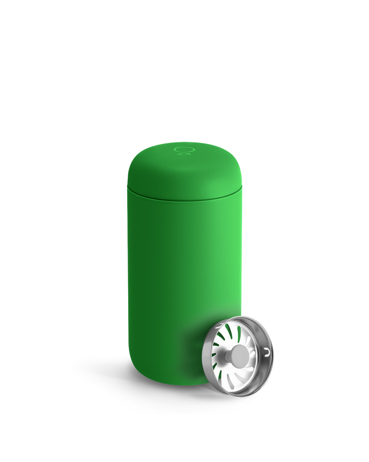 Fellow Carter Move Mug in Sporty Green with metal lid, spill proof on a white background.