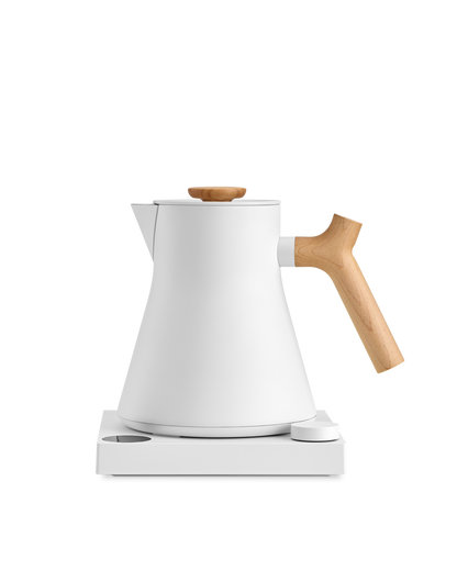 Refurbished Fellow Rebrew Corvo EKG Electric Kettle with variable temp control, wood handle.