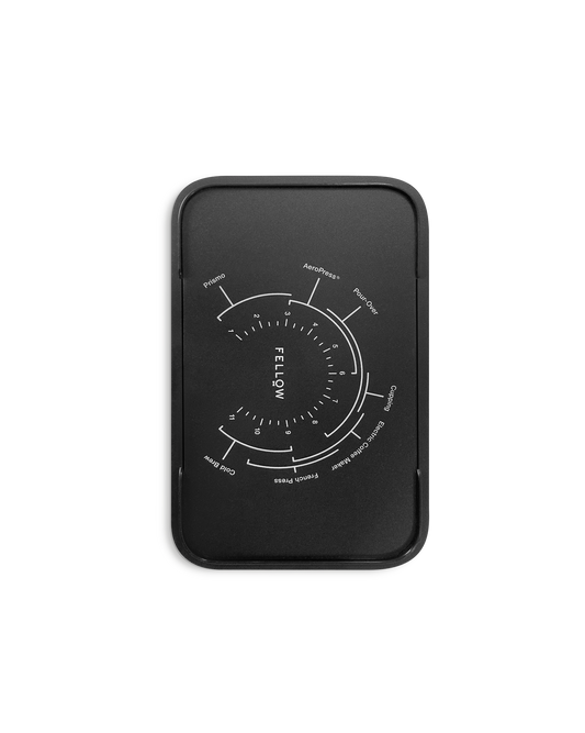 Fellow Ode Gen 2 Load Bin Lid in black with white markings for multiple brew methods.