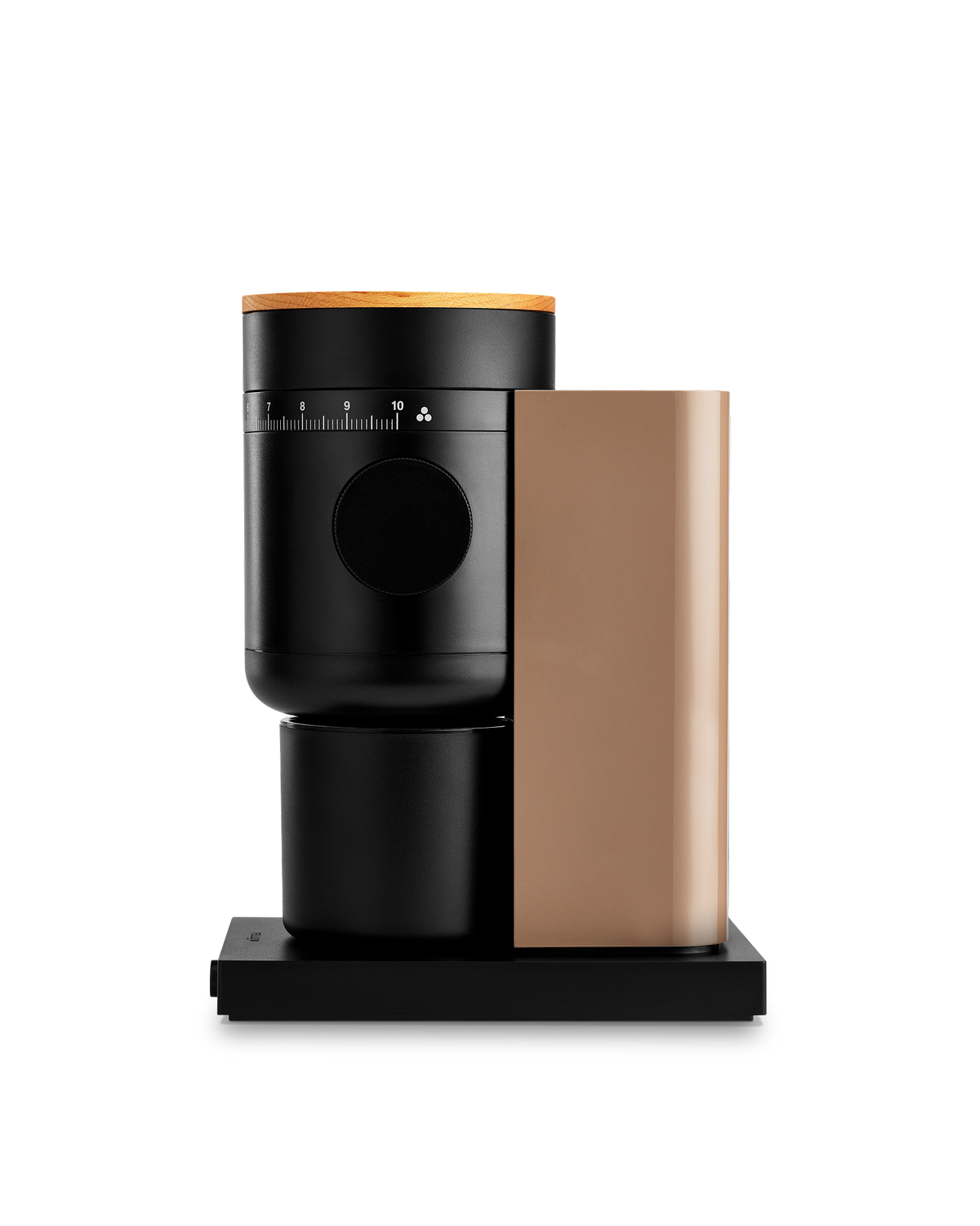 Fellow Opus 2 Conical Burr Grinder in Malted Chocolate + Maple, minimalist design shown.