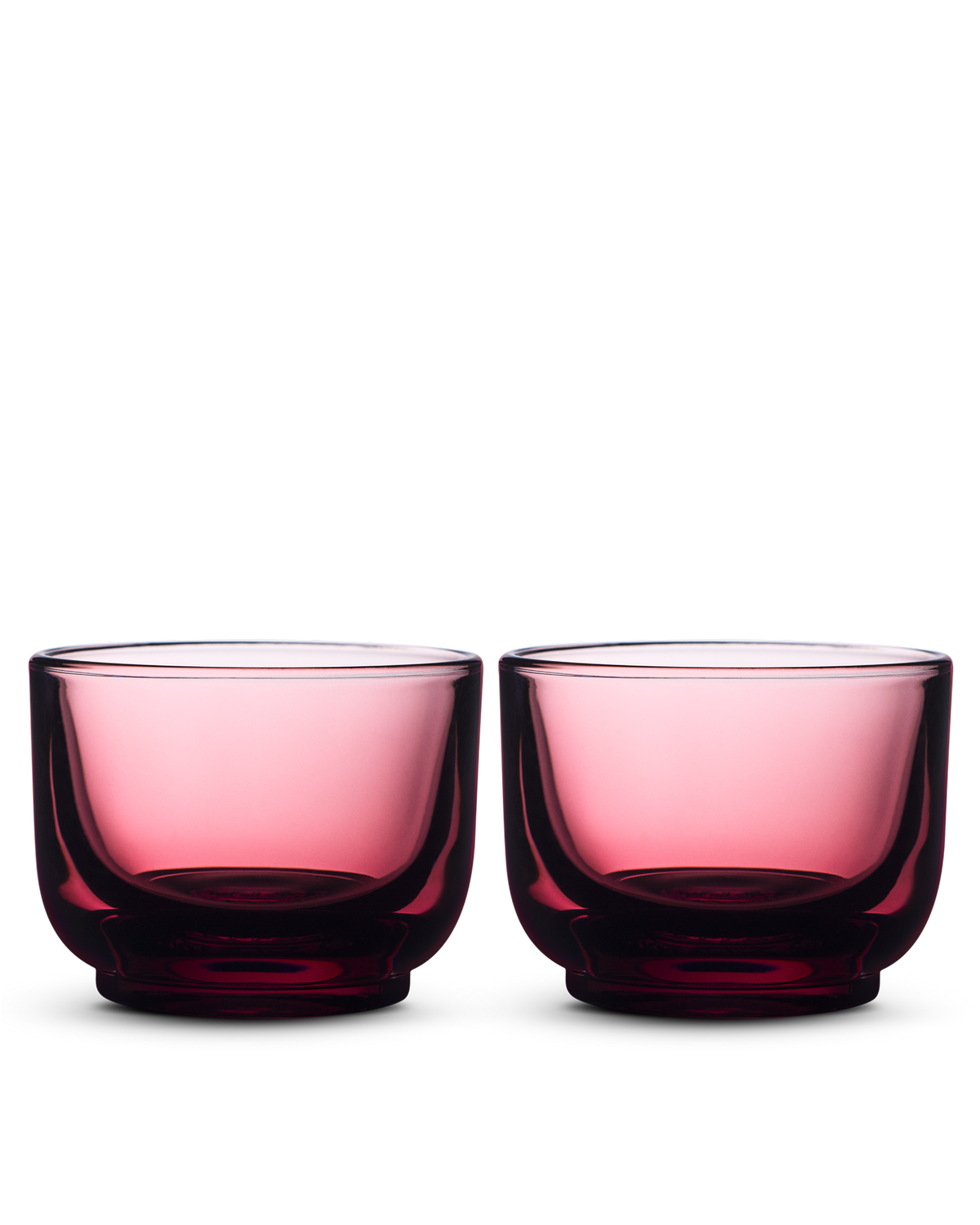 Two transparent Pirch Espresso Glasses by Fellow on a plain white background.