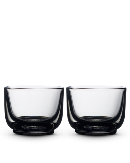 Two Pirch Espresso Glasses by Fellow are placed side by side on a plain white background.