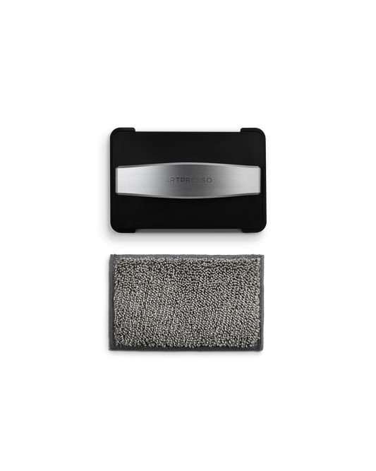 Fellow Artpresso Drain Tray Pro: black & silver cleaning tool with detachable gray pad.