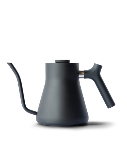 Fellow Stagg Pour-Over Kettle: matte black, precision spout, minimalist design on white.