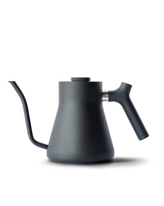 Fellow Stagg Pour-Over Kettle: matte black, precision spout, minimalist design on white.