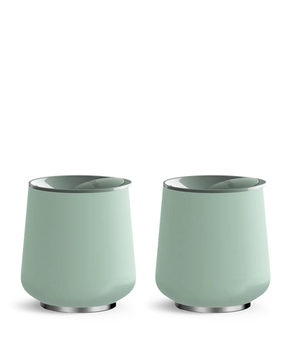 The Fellow Picnic Tumbler Set in Mint Chip features two rounded ceramic-coated tumblers.