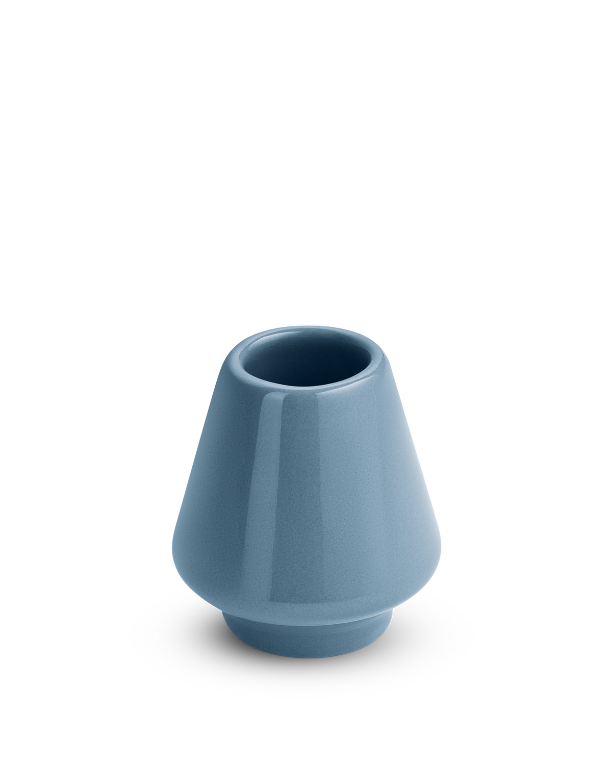 Fellow Matcha Set Whisk Holder in hazy blue, conical ceramic shape on white background.