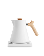 Fellow Rebrew Corvo EKG electric kettle, white with wood handle, variable temp control.