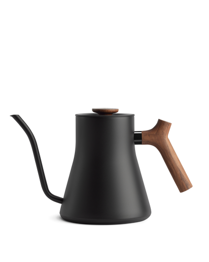 Fellow Stagg EKG Electric Kettle Replacement Body, Matte Black + Walnut, on white background.