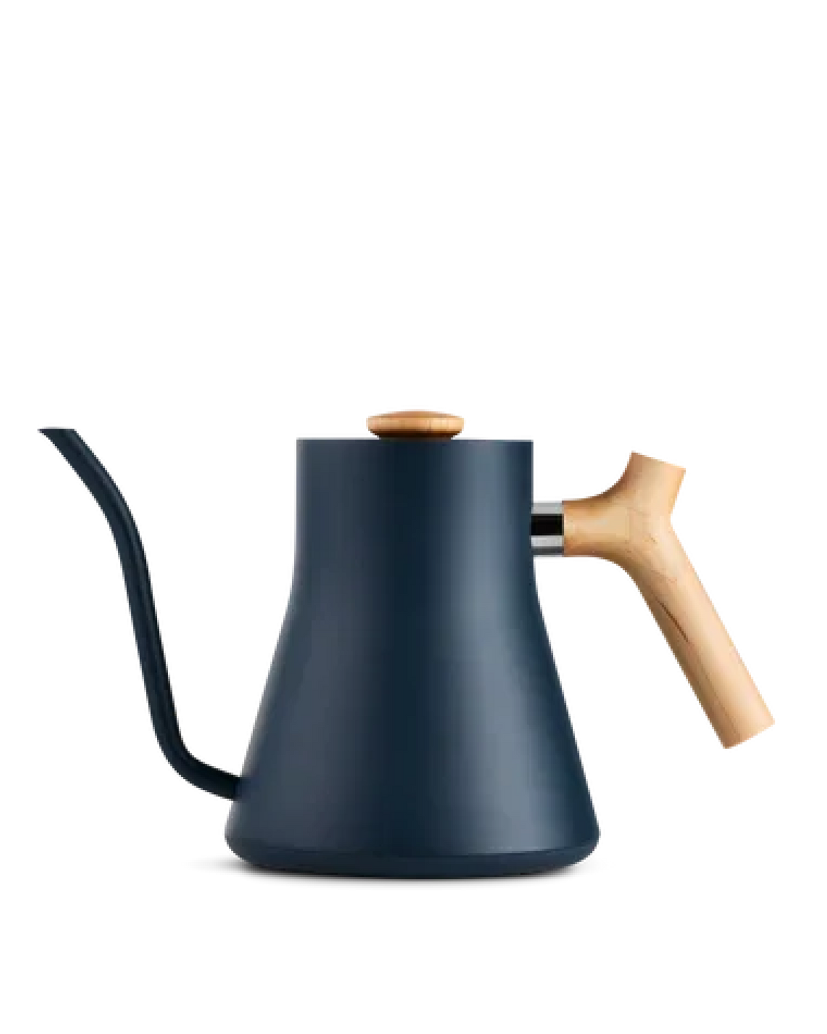 Fellow Stagg EKG Electric Kettle Body in Stone Blue + Maple, shown on white background.