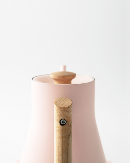 Fellow Stagg EKG kettle body in warm pink + maple, shown against a white background.
