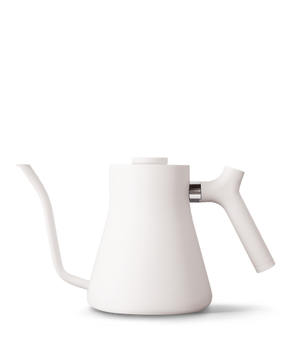 Fellow Stagg Pour-Over Kettle in matte white with precision spout and side handle.